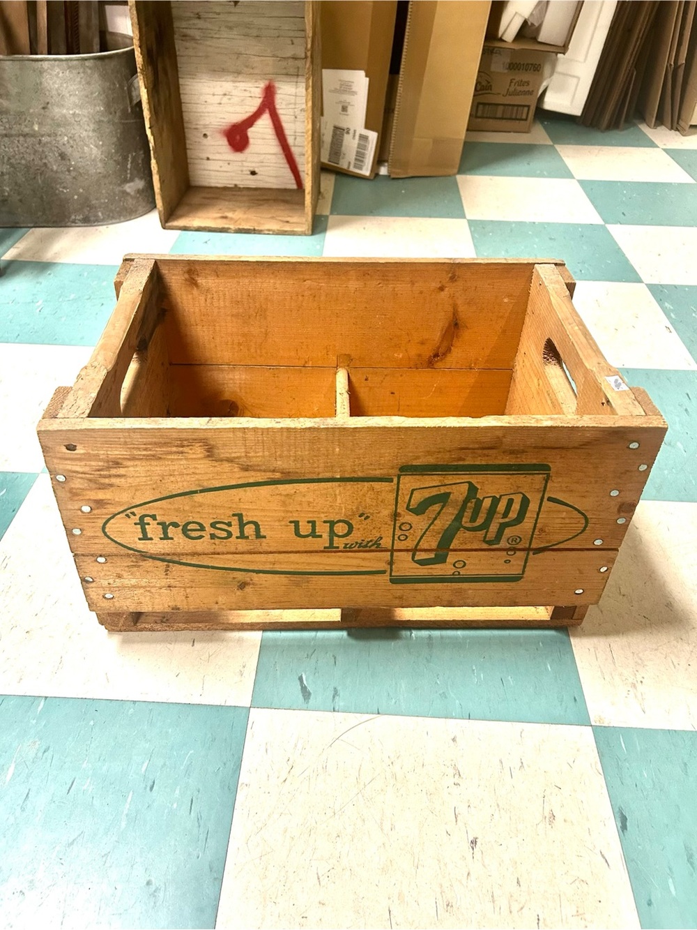 Vintage 7-Up wood crate wooden box